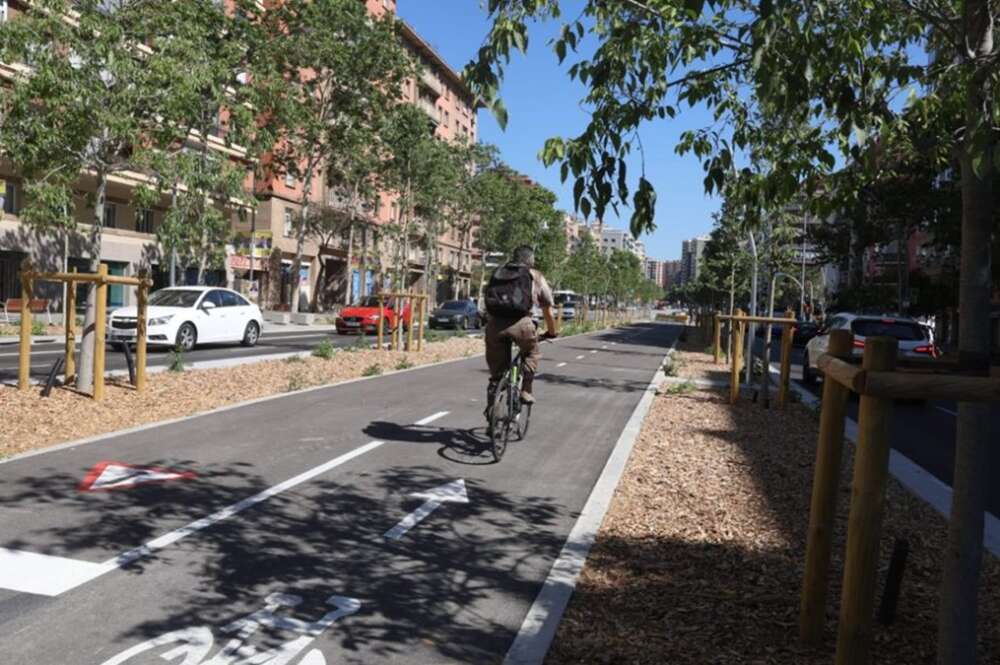 Un carril bici en Barcelona