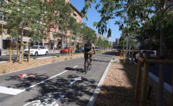 Un carril bici en Barcelona