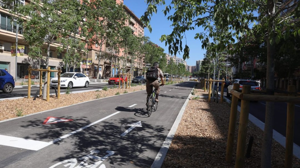 Un carril bici en Barcelona