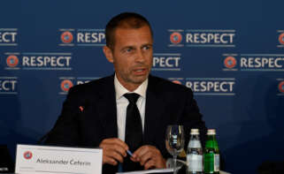 HVAR, CROATIA – SEPTEMBER 20: UEFA President Aleksander Ceferin during a press conference ahead of the UEFA Executive Committee meeting on September 20, 2022 in Hvar, Croatia. (Photo by Kristian Skeie – UEFA/UEFA via Getty Images)