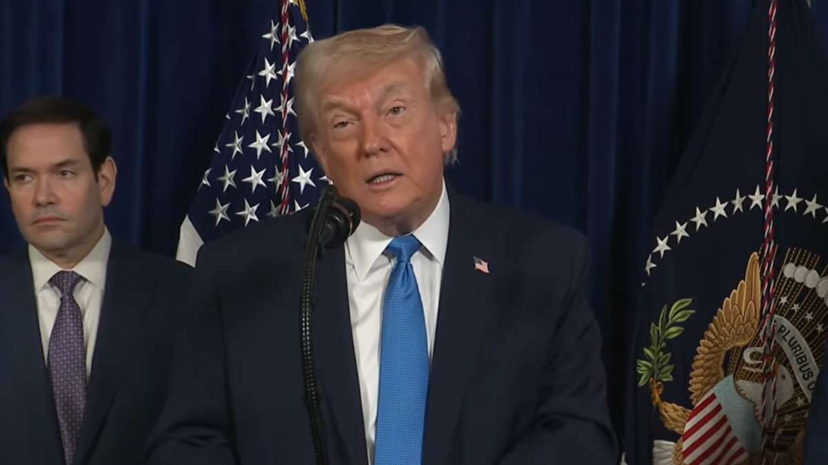 Trump en la comparecencia desde Mar-a-Lago