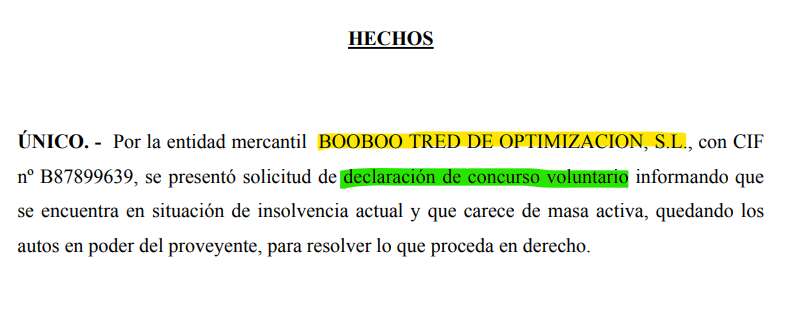 Correos Express BooBoo concurso de acreedores