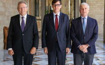 Encuentro entre el presidente de Bondalti, João de Mello; el presidente de la Generalitat de Catalunya, Salvador Illa, y el exdirector de Dow, Anton Valero. Foto: Bondalti.