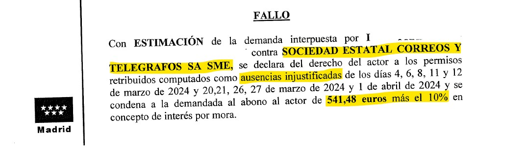 Correos demanda conciliación familiar