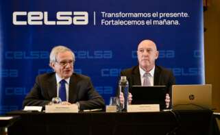 El presidente de Celsa, Rafael Villaseca, y el consejero delegado, Jordi Cazorla, en la presentación de los resultados de 2025. Foto: Celsa.