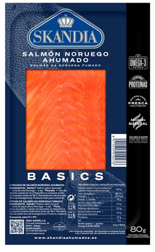 Salmón noruego ahumado de la marca Skandia. Foto: AESAN.