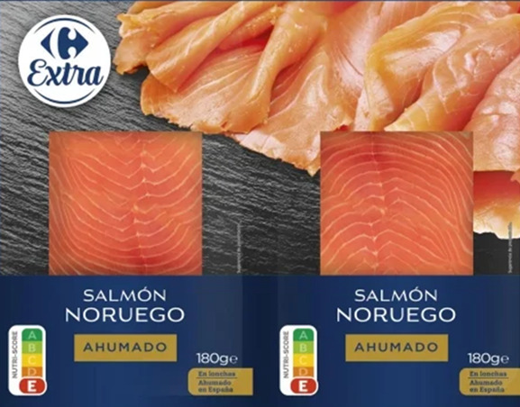 Salmón noruego ahumado de la marca Carrefour. Foto: AESAN.