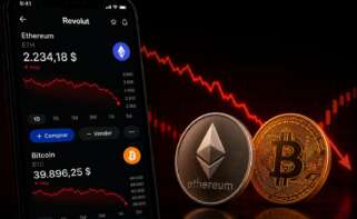 Ethereum y Bitcoin en un montaje