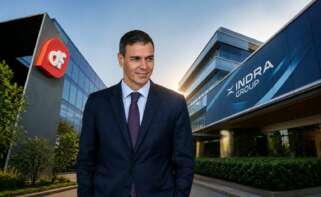 Montaje de Indra, Pedro Sánchez y Duro Felguera