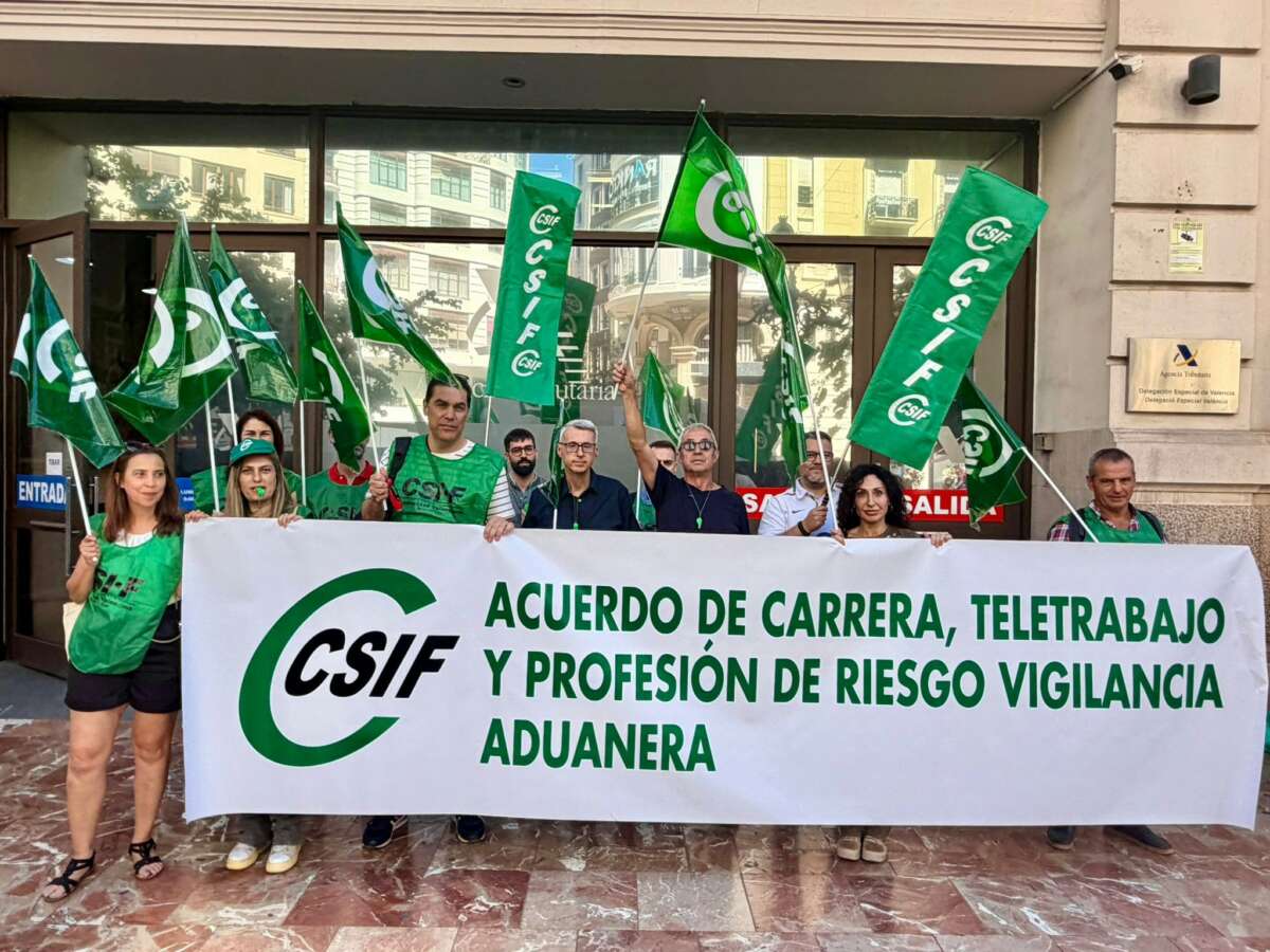 Concentración de los funcionarios de la Agencia Tributaria. Foto: Europa Press.