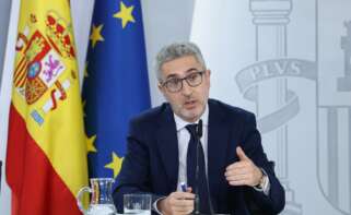 El ministro de Hacienda, Arcadi España, durante una rueda de prensa posterior al Consejo de Ministros, en el Palacio de la Moncloa, a 2 de junio de 2026, en Madrid (España).