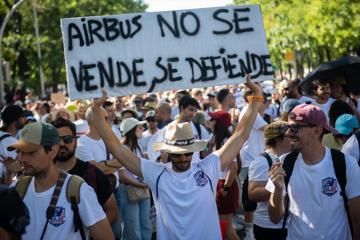 Manifestación de empleados de Airbus en Madrid