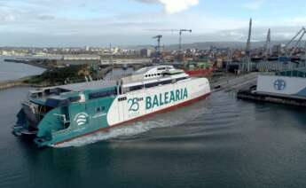 Botadura del nuevo fast ferry Margarita Salas en los astilleros Armon de Gijón. Foto: Balearia.