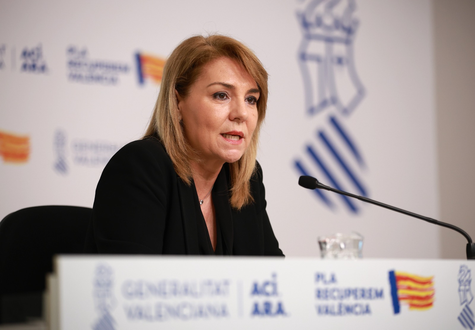 La vicepresidenta primera y consellera de Servicios Sociales, Igualdad y Vivienda, Susana Camarero, en rueda de prensa.
