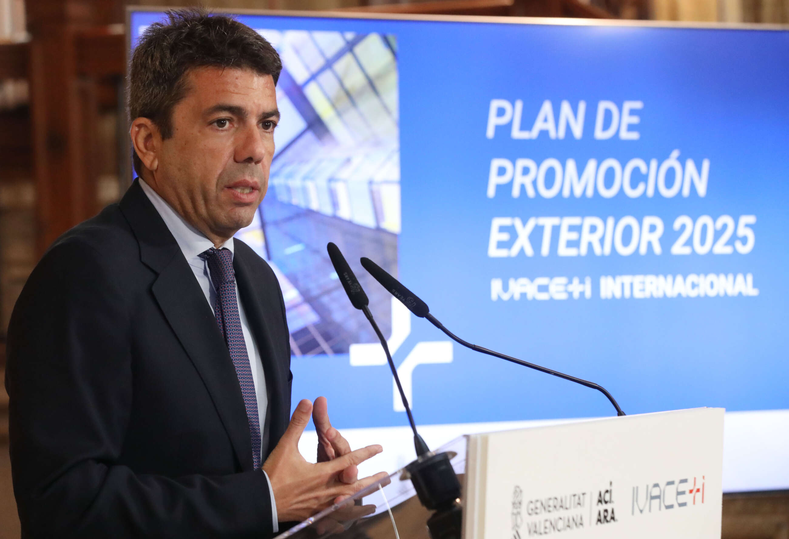 El presidente de la Generalitat Valenciana, Carlos Mazón, presenta el Plan de Promoción Exterior de Ivace+i Internacional 2025