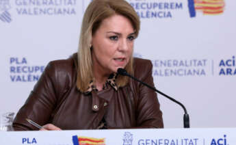 Susana Camarero, vicepresidenta y portavoz del Gobierno valenciano, en la rueda de prensa tras el pleno del Consell.