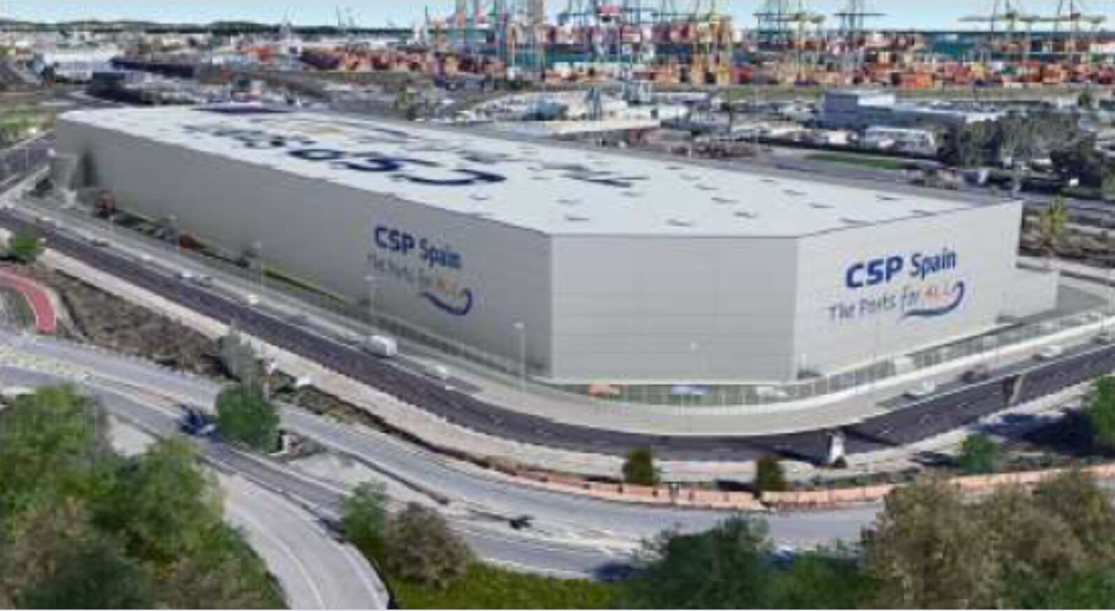 Imagen virtual de la nave que Cosco levantará en la ZAL del Puerto de Valencia