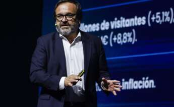 El presidente de AECOC, Ignacio González, durante el congreso de la asociación de fabricantes y distribuidores AECOC, en el Roig Arena. Rober Solsona / Europa Press