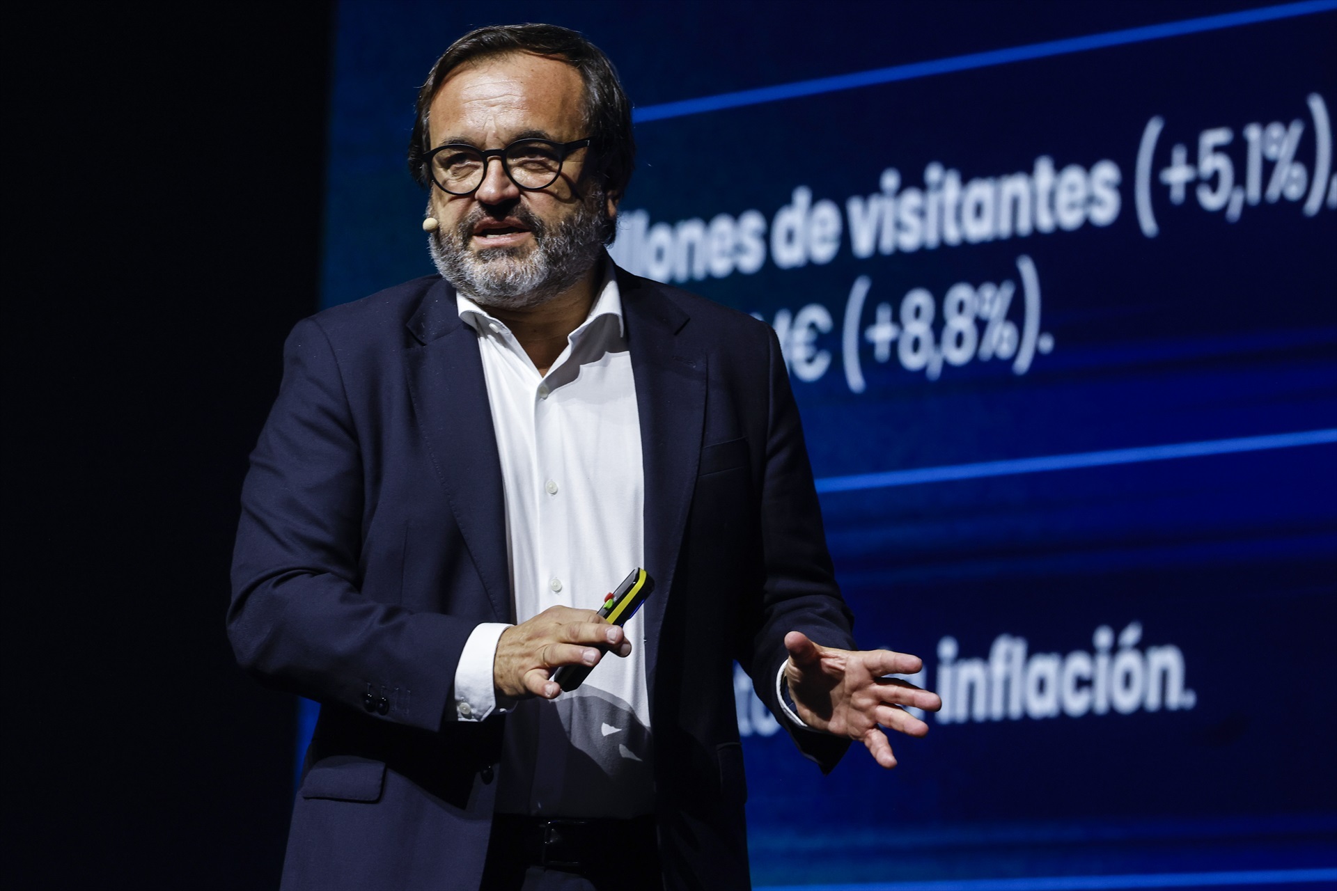 El presidente de AECOC, Ignacio González, durante el congreso de la asociación de fabricantes y distribuidores AECOC, en el Roig Arena. Rober Solsona / Europa Press