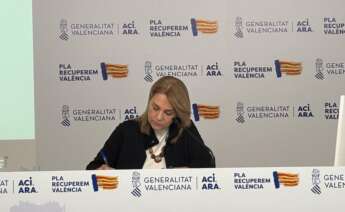 Susana Camarero informa en la rueda de prensa posterior al pleno del Gobierno valenciano.