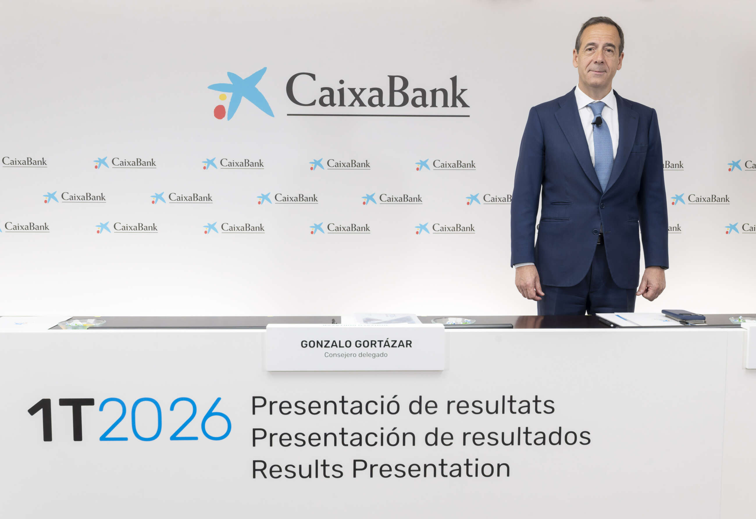 Gonzalo Górtázar en Valencia, durante la presentación de resultados del primer trimestre de 2026 de Caixabank