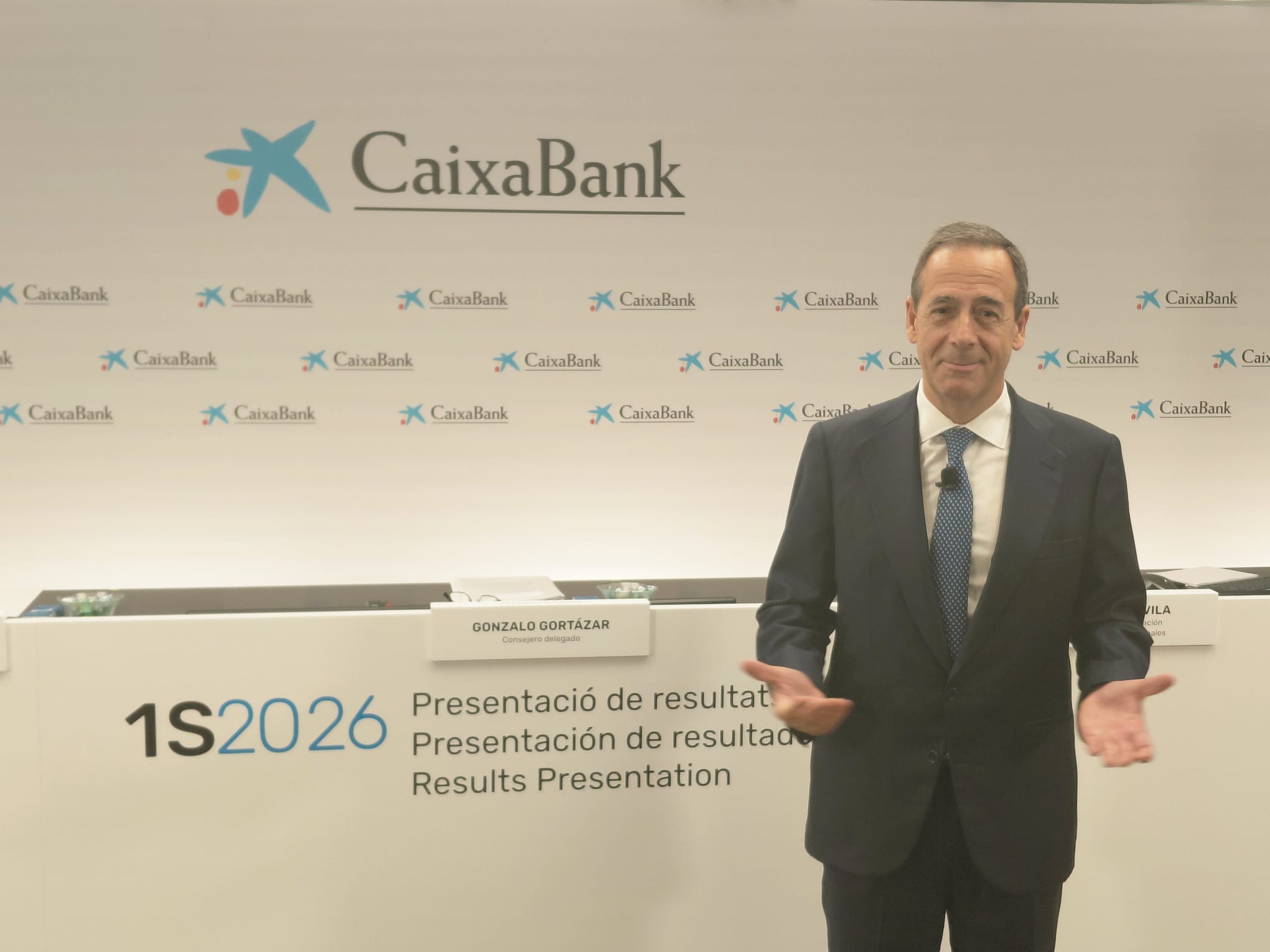 Gonzalo Gortázar, consejero delegado de CaixaBank, en la presentación de los resultados semestrales de CaixaBank