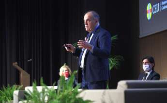 El presidente de LaLiga, Javier Tebas, en una charla en el CEU-UCH de Valencia - CEU-UCH
