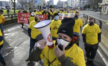 Imagen de la manifestación de trabajadores de Siemens Gamesa, Endesa y Alu Ibérica en A Coruña