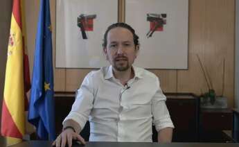 Pablo Iglesias en una imagen del video con el que anunció su salida del Gobierno para concurrir a los comicios autonómicos por Madrid. Efe