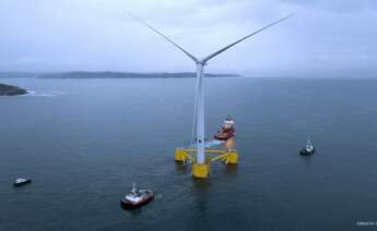 Imagen del parque eólico marino WindFloat Atlantic de EDPR frente a la costa de Viana do Castelo