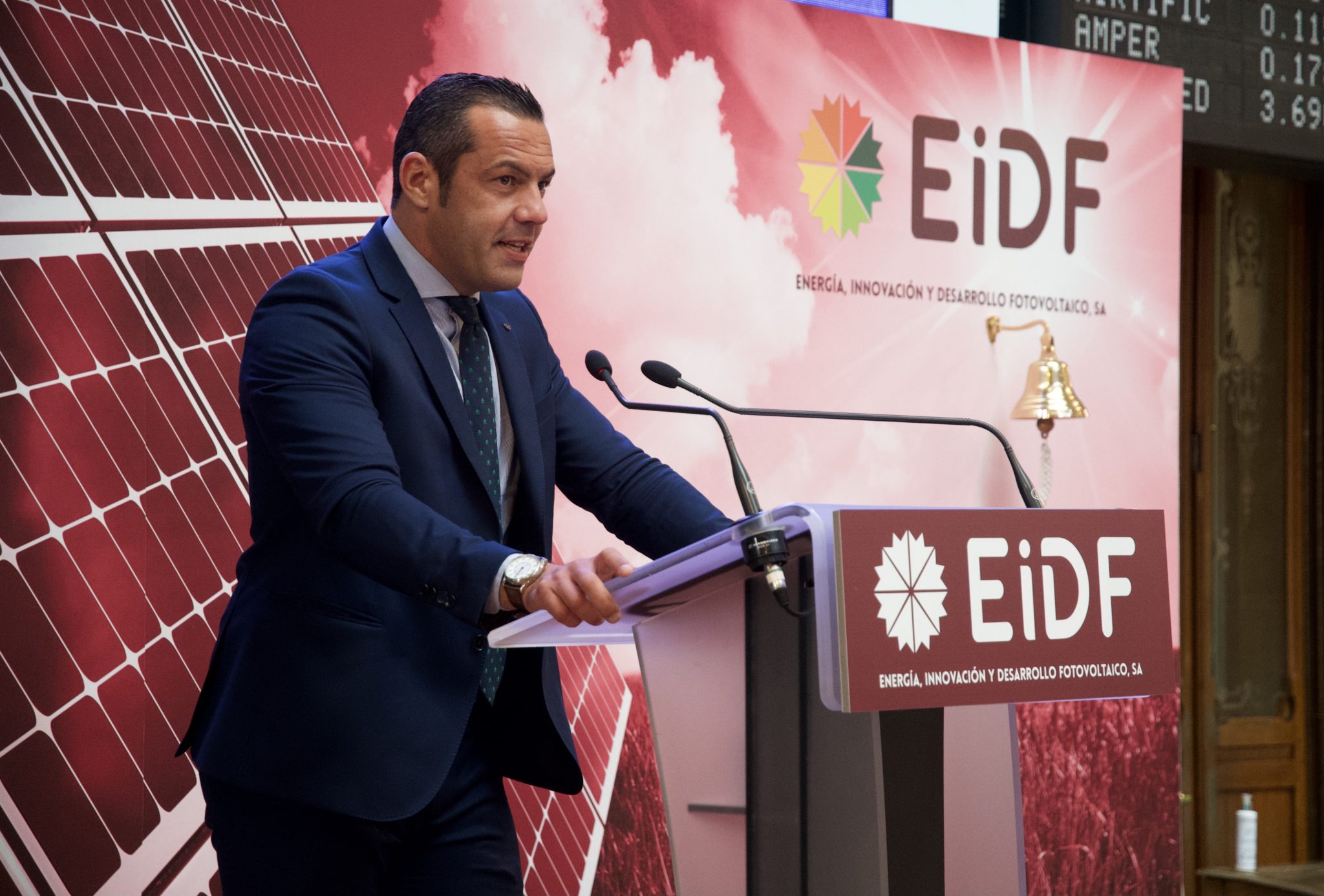 Fernando Romero, máximo accionista EiDF, durante su intervención en el estreno de la compañía en el MAB