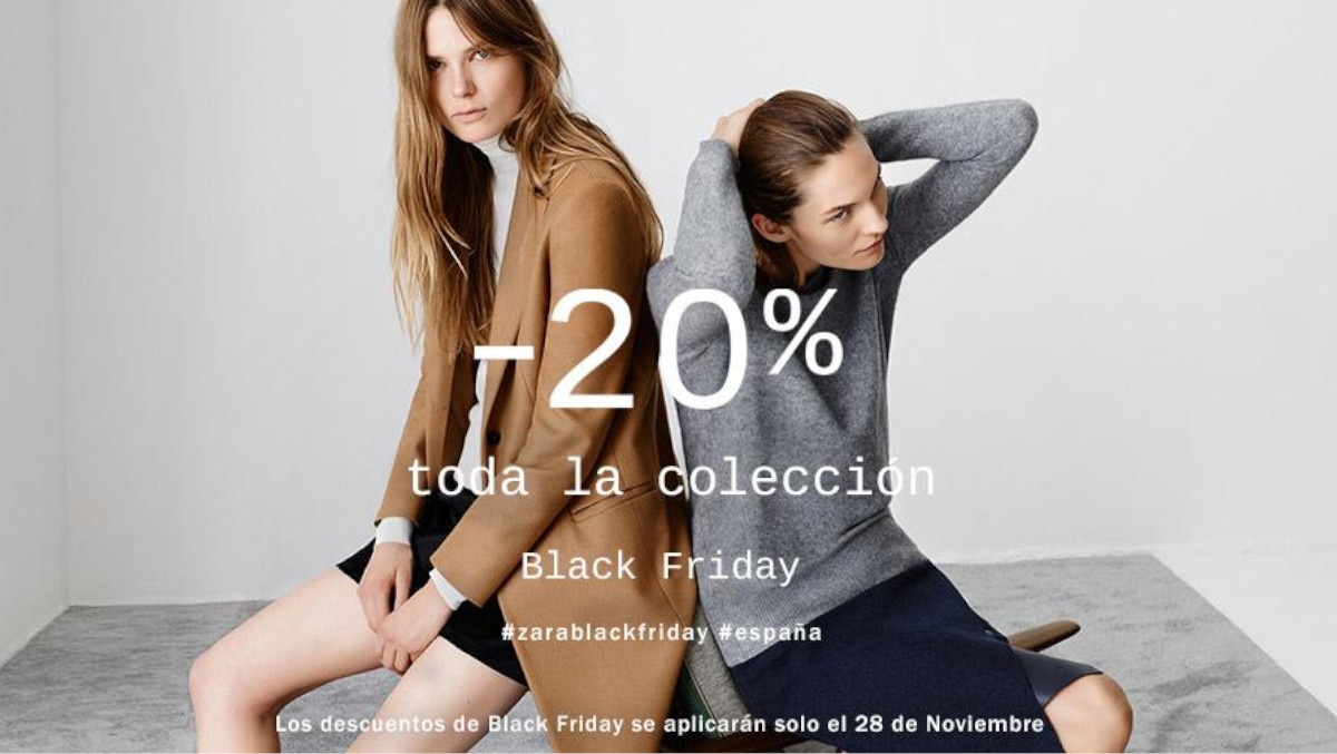 Imagen promocional del Black Friday en la tienda online de Zara en 2014, la primera vez que participó en España, aunque antes lo hicieron otras cadenas del grupo Inditex