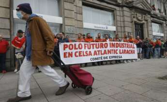 Protesta de los trabajadores de Celsa en A Coruña / EFE