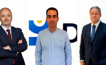 De izquierda a derecha, David Regades delegado del Estado en la Zona Franca de Vigo, Brais Méndez, CEO de Docuten y Tino Fernández presidente de Altia