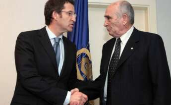 José Pereira y Alberto Núñez Feijóo durante la recepción en el año 2009 de la Medalla de Oro del Club Financiero de Vigo