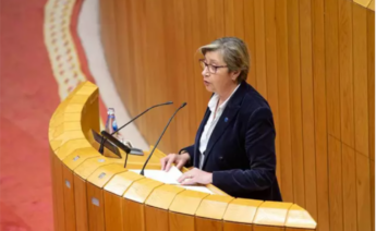 La conselleira do Mar, Rosa Quintana, durante una intervención en el Parlamento de Galicia