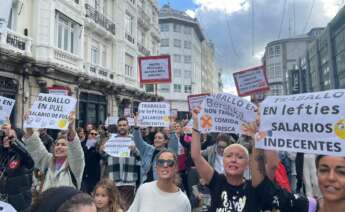 Manifestación de las trabajadoras de las tiendas de Inditex en A Coruña / CIG