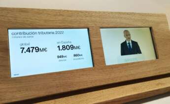 García Maceiras, el consejero delegado de Inditex, expone la contribución fiscal del grupo en la presentación de resultados de 2022 / ED Galicia