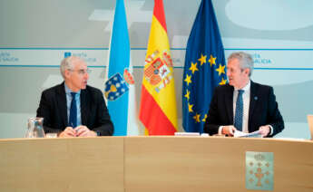 Rueda y Francisco Conde en la rueda de prensa posterior al Consello de la Xunta