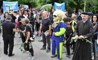 Imagen de las protestas este sábado contra la mina de San Finx