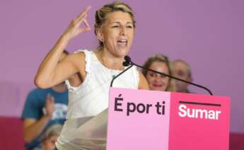 La Candidata de Sumar, Yolanda Díaz, en el mitin de Vigo el 14 de julio de 2023 - JORGE VÁZQUEZ-EUROPA PRESS