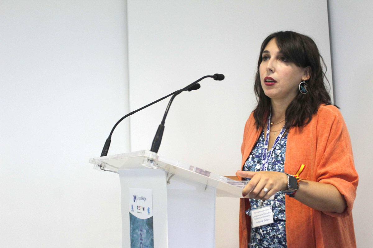 María Jesús Lorenzana, conselleira de Economía, en las instalaciones del Grupo Nogar