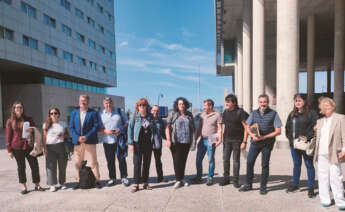 Representantes de los trabajadores de Nueva Pescanova en la mesa negociadora para el ERE, constituida en el Auditorio Mar de Vigo el 26 de septiembre de 2023