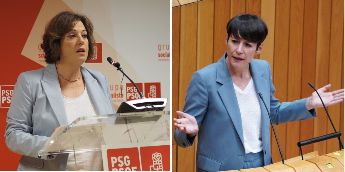 La viceportavoz parlamentaria del PSdeG, Begoña Rodríguez Rumbo, junto a la portavoz nacional del BNG, Ana Pontón