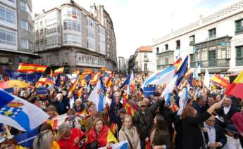 Imagen de las protestas convocadas por el PP en Galicia contra el pacto entre PSOE y Junts / PPdeG