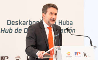 El Consejero Delegado de Repsol, Josu Jon Imaz, durante su intervención en la presentación del Hub de descarbonización de Bilbao, en mayo de 2022