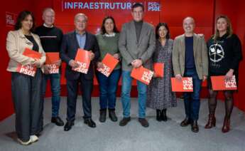 El candidato socialista a la presidencia de la Xunta, José Ramón Gómez Besteiro, durante su reunión con los secretarios provinciales del PSdeG