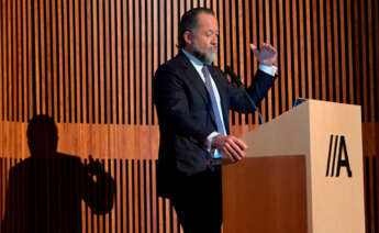 El presidente de Abanca, Juan Carlos Escotet, durante la inauguración de la exposición internacional ‘Al: More than human’, en la sede de Afundación Obra Social de ABANCA, a 5 de septiembre de 2022, en A Coruña, Galicia (España)