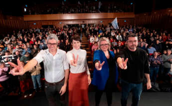 La candidata del BNG, Ana Pontón, en un mitin en Ferrol