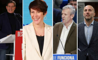 De izquierda a derecha, José Ramón Gómez Besteiro, Ana Pontón, Alfonso Rueda y Gonzalo Pérez Jácome